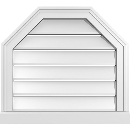 Ekena Millwork Octagonal Top Surface Mount PVC Gable Vent w/ 2"W x 2"P Brickmould Sill Frame, 22"W x 20"H GVPOT22X2003SF